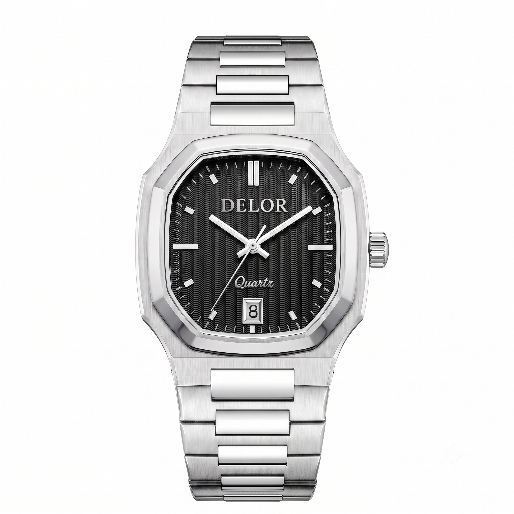 Delor Onda 02 Montre argent cadran noir