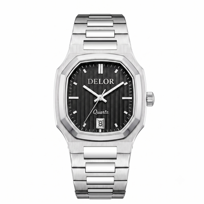 Delor Onda 02 Montre argent cadran noir